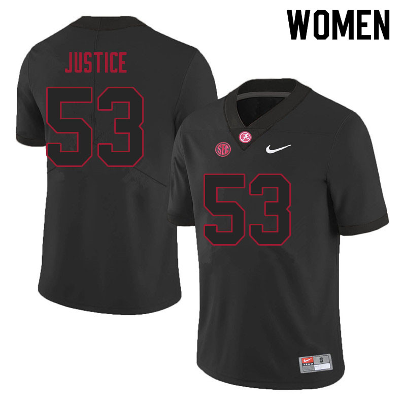 Women #53 Kevin Justice Alabama Crimson Tide College Football Jerseys Sale-Black